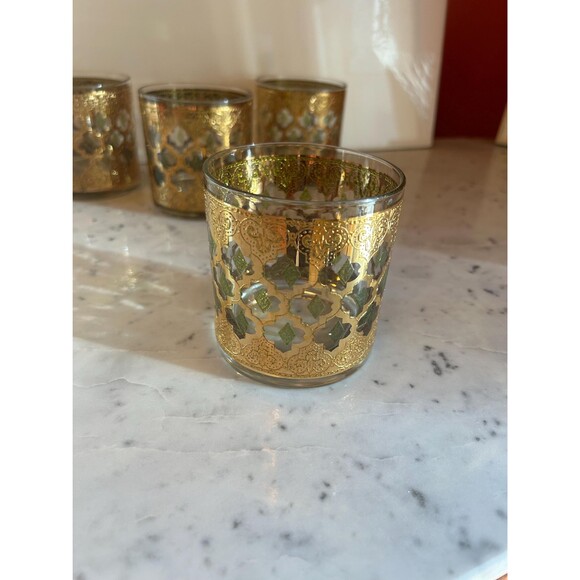 Culver Valencia Low Ball Glass Tumbler Vintage Set of 4 - Picture 2 of 7